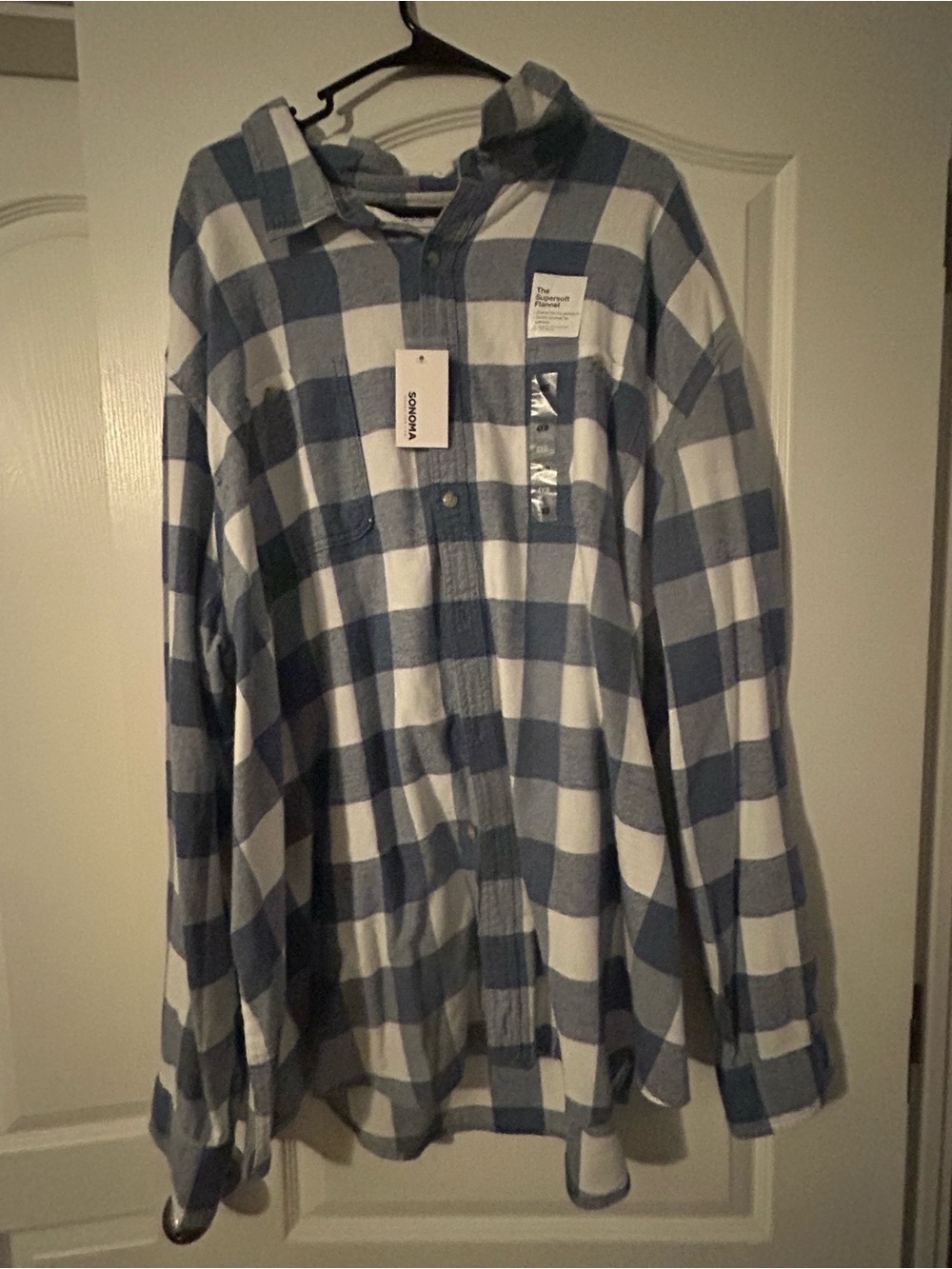 Men's Sonoma Blue and White Plaid Flannel Shirt